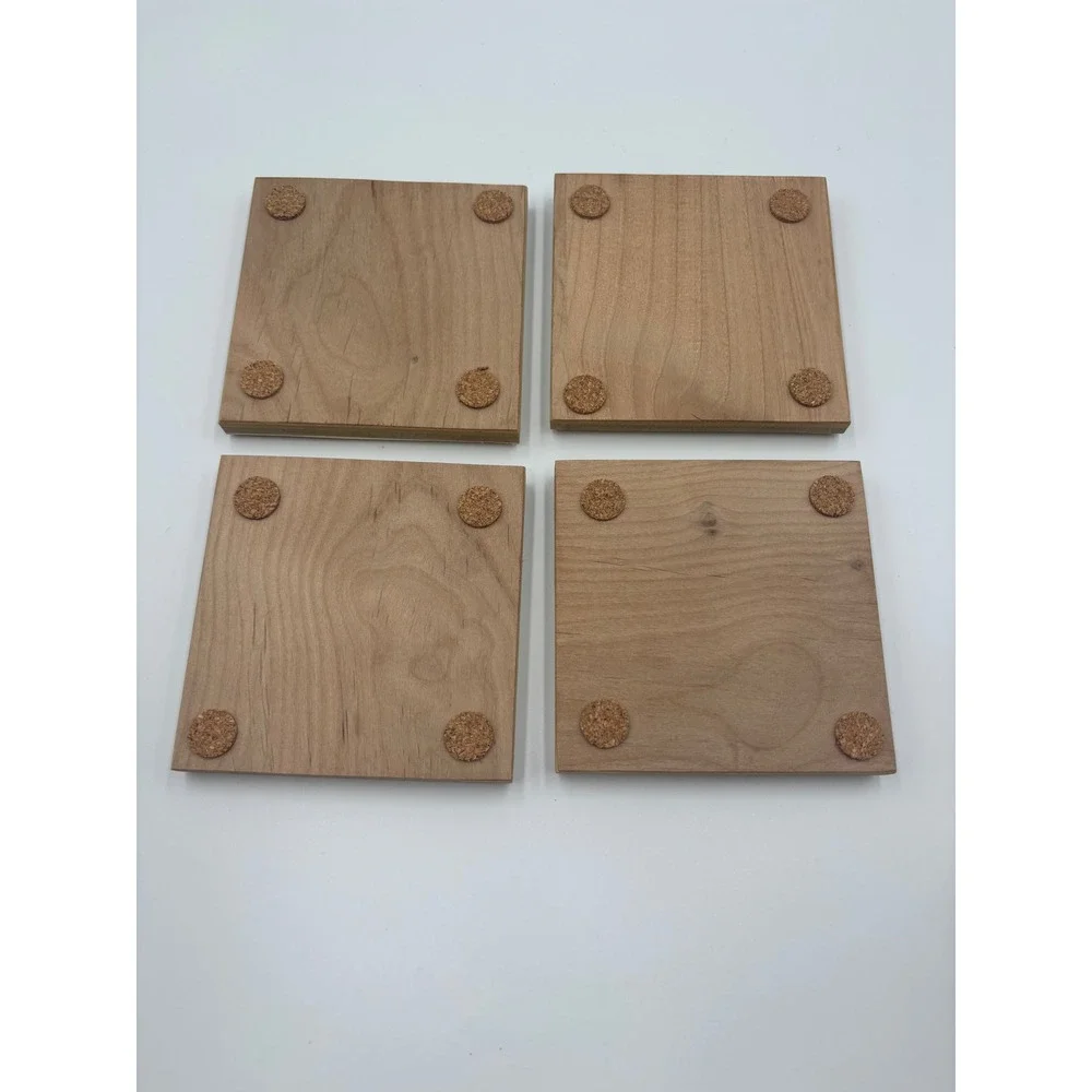 Live Laugh Love Wooden Coaster Set with Holder 4 Piece Heart Engraved Brown Wood